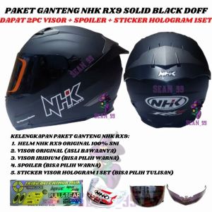 PAKET GANTENG HELM NHK RX9 RAVEN ALL WARNA DOUBLE VISOR FULL FACE ORIGINAL