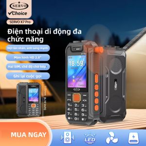 Quạt Mini SERVO X7 PRO Tích Hợp Điện Thoại Di Động Màn Hình 2.8 Inch 2 SIM Android Ghi Âm Cuộc Gọi Giọng Nói Ảo Sạc Dự Phòng Đèn Bàn Radio FM