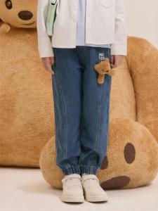 Spring New Adorable 3D Bear Design Comfortable Denim Trousers