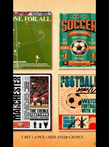 { Poster Vintage } Sudah dengan Bingkai - Harga untuk 1 set ( 4 Bingkai ) Siap Pajang