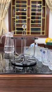 Khay Úp Cốc Ly Xoay Tròn Inox  Sang Trọng Phong Cách Hoàng Gia