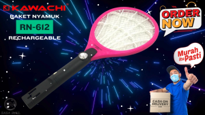 Raket Nyamuk Listrik Premium Kawachi RN-612 2 in 1 Charger Built In Dengan Senter LED 5w Perangkap Nyamuk Cas Recas Isi Ulang Recharge Raket Super Lebar Cegah DBD Elektrik Mosquito Zapper Electric Rechargeable Laz Mellius Store COD