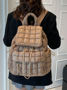 Ultra-Light Fashionable Womens Backpack 2025 New Cloud Puff Design Commuter Korean Style Soft Shoulder Bag with Drawstring