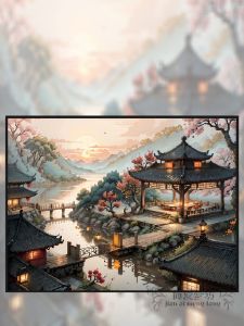 Chinese Style Cross Stitch 2025 New Model Embroidery Living Room High End Landscape Painting Bedroom Handmade Diy Full Line Embroidery