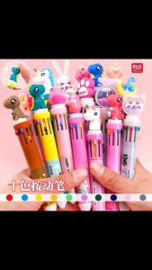 Pen Comel 10in1 Cartoon Pen 10 color Retractable Unicorn Dinosaur ten colors kids cute ball student Multi color animal
