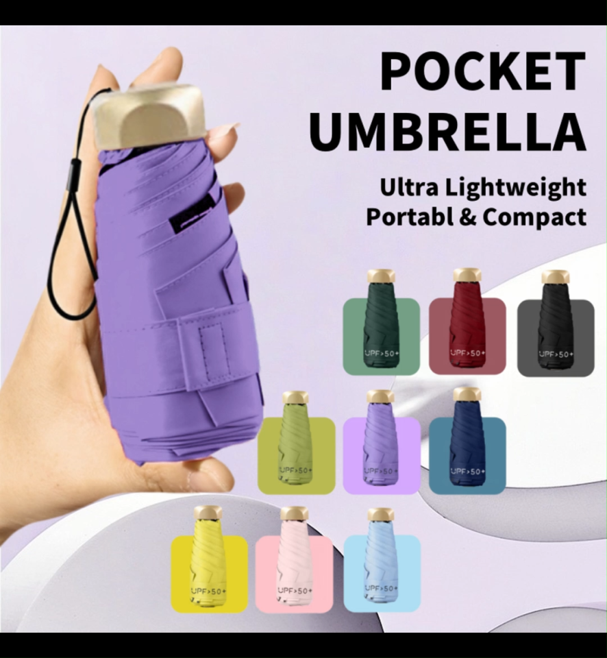 Mini Pocket Umbrella Portable Five-fold Umbrella UV Folding Sunshade Dual-use Sunscreen Anti-ultraviolet Compact