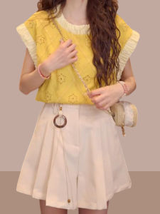 Shalldoer | ชุดสองชิ้นสไตล์เกาหลีสำหรับผู้หญิงในฤดูร้อนปี 2025 แขนสั้นทรงสลิมฟิตกระโปรงทรงเอเอวสูง ชุดทำงานลำลอง