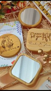 Engraved Customized Personalized Wooden Bamboo Pocket Compact Mirror