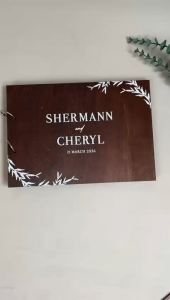 [SG] Personalised Customised Botanical Wedding Guest Book A4 Wooden Style Wedding Keepsake Guestbook