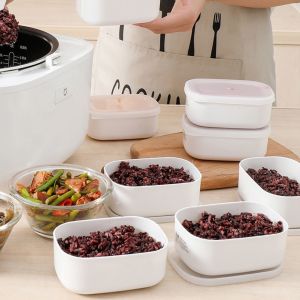 5Pcs Rice Packaging Box / Fat Loss Rice Meal Quantitative Box  / Food Sealed Containers with Lid / Food Sub-packed Box / Refrigerator Organizer Food Storage Box