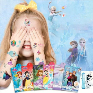 Disney | 4pcs Disney Princess Elsa Tattoo Sticker Frozen Character Stitch Cartoon Childrens Stickers Toy Christmas Gift