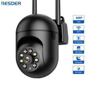 BESDER 4MP Wireless Security Surveillance PTZ Camera Wifi Outdoor 3MP IP Camera Human Tracking Two-way Audio Night Color iCSee