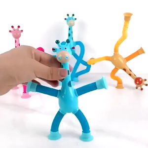 Dream Toy Children Telescopic Suction Cup Giraffe Toys With Lights Stress Relief Toy