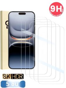 ฟิล์มกระจกนิรภัยใส HD 5 ชิ้น ใช้ได้กับ iPhone 17 16 15 14 13 12 11 Pro Max XS X XR 7 8 16 15 14 Plus