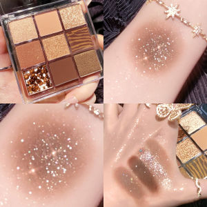 Long-Lasting Matte Shiny Earth Tone Eyeshadow Palette Nine Grids Jiajiaqi Recommended Waterproof Sweatproof Easy to Color