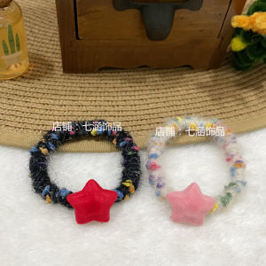 Red Heart Shaped Plaid Plush Hair Ties High Aesthetic Value Cute Hair Bands for Students Childrens Hair Accessories