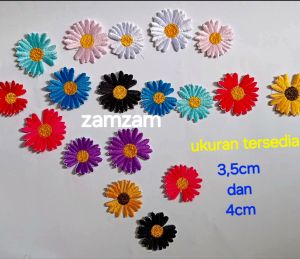 Patch Bordir Bunga Daisy Tinggal Setrika Berbagai Ukuran 35cm dan 4cm