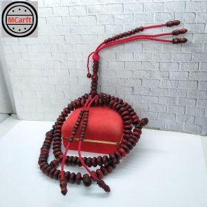 MAHEN CRAFT tasbih Tijani akar Bahar merah full benang rajut C51