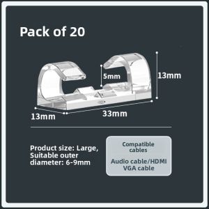 Self-Adhesive Cable Organizer Wire Management Tool No-Punching Data Cable Clip Kitchen Storage Solution Plastic Material