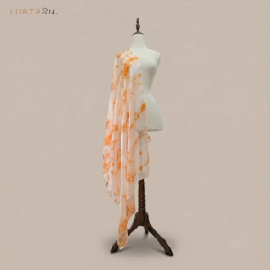 Khăn Lụa Tơ Tằm Cao Cấp Mây Cam Luata Silk - Khăn Choàng Cổ Nhuộm Loang Mềm Mại Sang Trọng Làm Quà Tặng