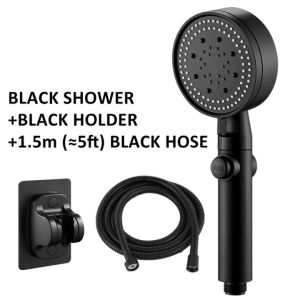 3 in 1 Shower Head With Hose Set Black High Pressure Bathroom Shower Sprayer Handheld Rain Shower Pressure Boost Shower Nozzle Universal Shower Head Water Saving