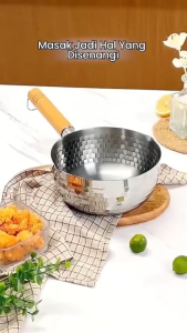 Panci Milky Pot Yiruma Gagang Kayu Stainless Steel Tebal BMW Anti Karat Panci Rebus Masak Air