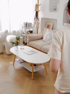 Nordic style simple table Round coffee table Central table Living Room Side Table Living Room Table Oval coffee table solid wood table Modern coffee table Oval Living Room table