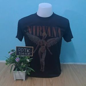 เสื้อยืดคลาสสิค คอกลมลายวินเทจ (สีดำ ลาย NIRVARA)M (ร้านขอคละลายให้ ต้องการเลือกลายรบกวนทักแชท)