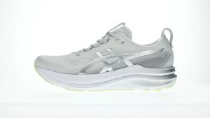 ASICS Men GEL-KAYANO 33 PLATINUM Running Shoes in Platinum/Glow Green