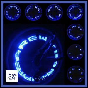 Tutup pentil LED motor sepeda mobil karakter huruf lampu LED motor jumbo biru karakter huruf