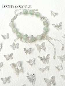 Handmade Butterfly Pendant Beading Material DIY Bracelet Necklace Loose Beads Jewelry Accessories New Chinese Style Alloy/Gold/Silver