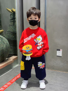 Ultraman Short Sleeve Childrens Clothing Set for Boys Summer Thin Fashionable Kids Outfit Cotton Blend Fabric Casual Wear