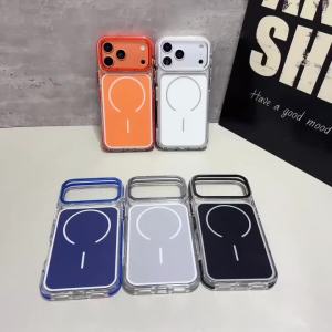 Ốp Lưng Từ Tính Viền Hai Màu Sang Trọng Cho iPhone 18/17/16/15/14/13/12 Pro Max Tương Thích Magsafe Trong Suốt Chất Liệu Acrylic TPU Chắc Chắn
