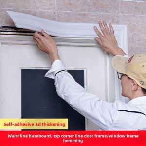Waterproof 3D Self Adhesive White Baseboard Wall Stickers Background Wall Window Sill Door Frame Edge Trimming Home Decor