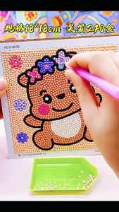 Bingkai Foto Kayu 5D DIY Full Drill Diamond Painting Ukuran 18x18 cm Stiker Karakter Hewan