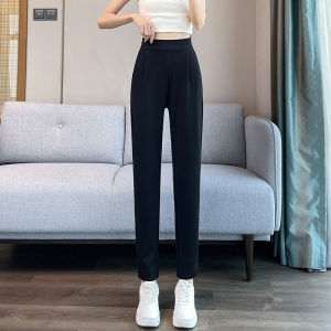 กางเกงกีฬาผ้าไหมน้ำแข็งสำหรับผู้หญิง กางเกงขายาวทรงหลวมสบาย ๆ สำหรับฤดูร้อน กางเกงขายาวทรงคาร์โคลาฮาราจิ กางเกงขายาวทรงเอวสูง