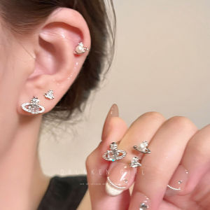 Elegant Pearl Stud Earrings Womens Fashion Jewelry Ear Decor Copper Material Geometric Shape New 2025 Double Hole Ear Bone