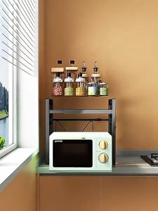 Microwave Rack Oven Rack Rice Cooker Rack Adjustable Retractable Kitchen Storage Rack Seasoning Rack Kitchen Organizer