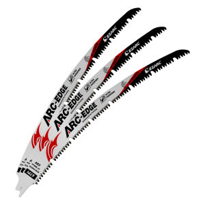 EZARC 3PC Arc Edge Reciprocating Saw Blades 300mm/380mm 6TPI U-Groove Chip Removal Saber Saw Blade for Tree Pruning Wood Cutting