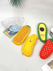 Fruit Pencil Case Silicone Waterproof Student Stationery Storage Bag School Study Supplies Kids Gift