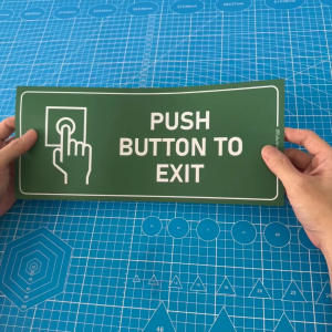 Push Button to Exit. Premium Sticker Sign Notice Signage. Go Out. Open Door. Press Button.