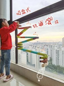 บล็อกไม้อนุภาคขนาดใหญ่ตัวดูดลูกบอลรางบล็อกไม้เกมบอลของเล่นประกอบ DIY สําหรับเล่นน้ําบนผนังสไลด์อายุ1-3ปี