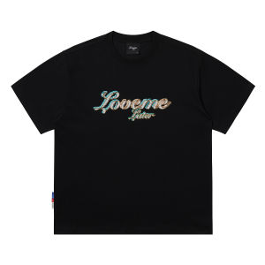 LoveMeLater Cool Feeling round Neck Short Sleeve Loose T-Shirt Embroidered Logo Sorona Fabric Youth Fashion Casual Top