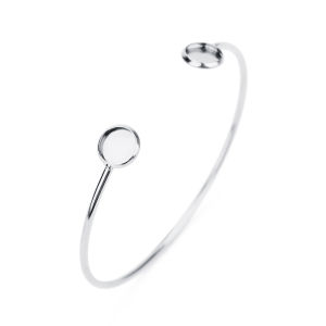 1pc/lot 16.6cm Open Cameo Stainless Steel Bangle Blank Tray Bracelet Bezel Setting For DIY Jewelry Findings Accessories