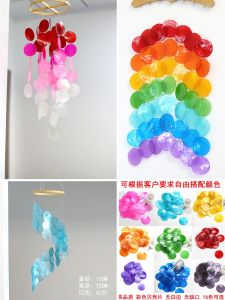 Bộ Đồ Trang Trí Chuông Gió Vỏ Sò Nhiều Màu Chất Lượng Cao Vật Liệu Trang Trí Vỏ Sò Gương DIY Quà Tặng Trang Trí Hiện Đại Tối Giản