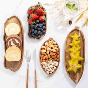 Tableware Acacia Wood Food Tray Japanese-style Wooden Snack Plate Dried Fruit Sushi Plate Dessert Plate Cloud Leaf Shaped Tray