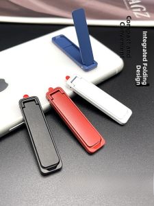 Ultra-Thin Metal Foldable Mobile Phone Stand One-Row Portable Desktop Tablet Universal Support Bracket Multi-Function Phone Case Back Adhesive