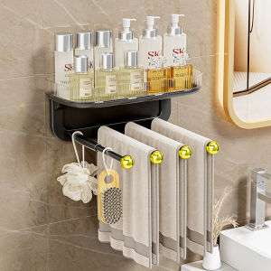 Giá Để Đồ Phòng Tắm Không Cần Đục Lỗ Giá Để Khăn Treo Tường Cạnh Bồn Rửa Mặt Giá Để Đồ Hai Lớp Bằng Nhựa Sang Trọng