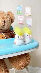 INS Kawaii Jumping Parrot Simulated Plush Toys With Cool Hair Moveable Chain Winding Soft Dolls Anime Plushie Toy Kids Gift