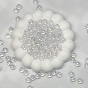 ลูกปัดแก้วใสเคลือบรุ้ง 10 มม. 50 ชิ้น | วิบวับเงางาม | 20 บาท